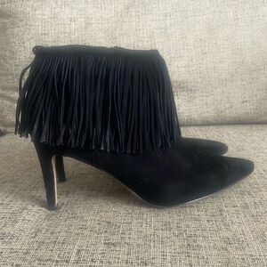 Sam Edleman Kandice Black Fringe Suede Booties Size 8